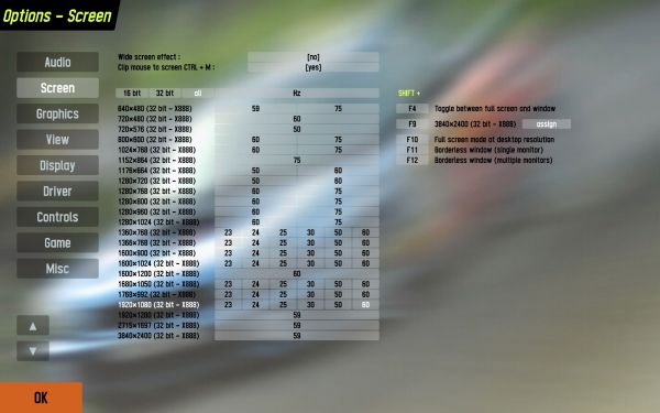 Options/Screen - LFS Manual